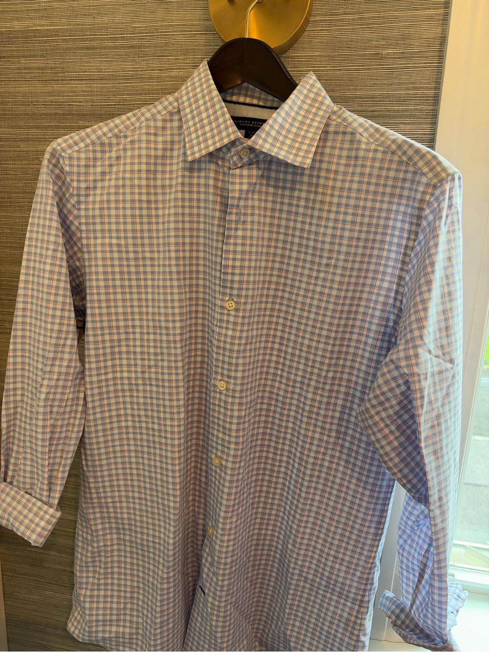 Banana Republic Light Blue & Pink Checked Dress Shirt